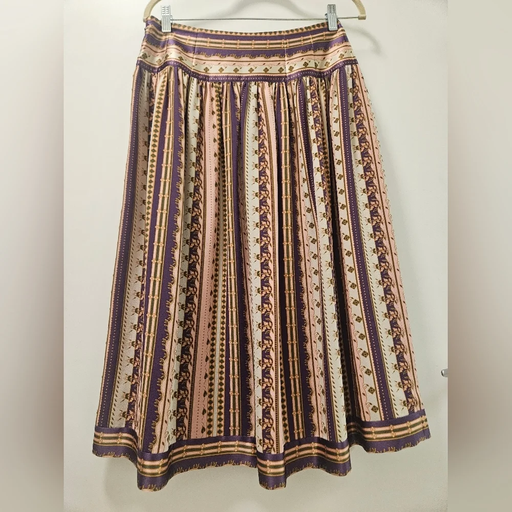 Tory Burch Midi Burnout Silk Pleated Skirt Size 6 Preppy,Office,Feminine, Floral - Picture 6 of 11